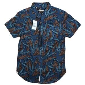 NWT Nifty Genius Short Sleeve Button Down Leaf Print Shirt XS